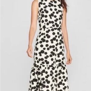 Who What Wear Black and White Abstract Polka Dot Midi/Maxi Dress